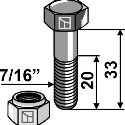 Bolt with self-locking nut - 7/16''UNF