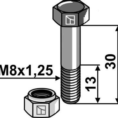 Hexagon Bolt M8x1,25x30 with self-locking nut
