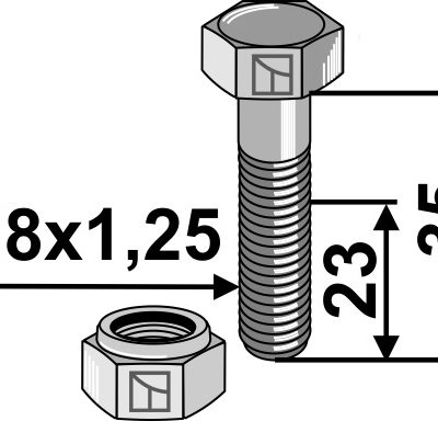 Hexagon Bolt M8x1,25x35 with self-locking nut