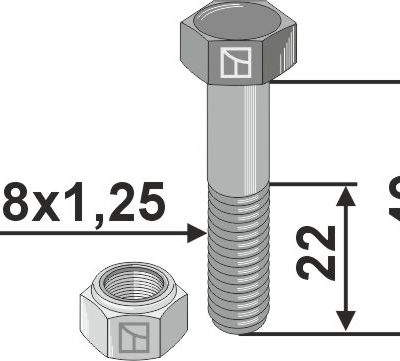 Hexagon Bolt M8x1,25x40 with self-locking nut