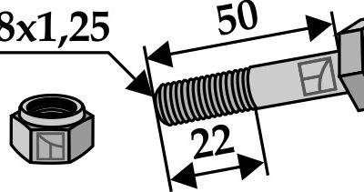 Hexagon Bolt M8x1,25x50 with self-locking nut