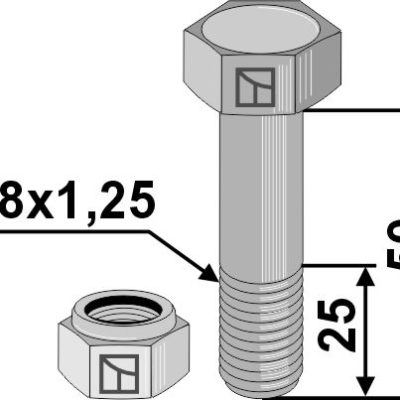 Hexagon Bolt M8x1,25x50 with self-locking nut