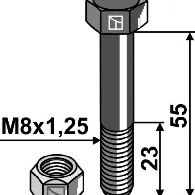 Hexagon Bolt M8x1,25x55 with self-locking nut