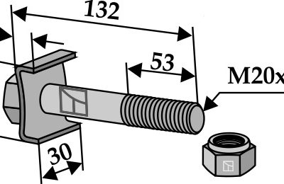Bolt with self-locking nut M 20 x 2,5 - 8.8