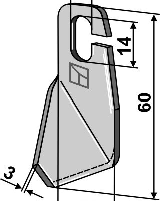 Wing-knife 60x30mm - right model