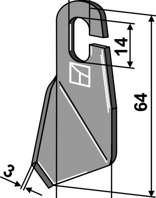 Wing-knife 64x30mm - right model