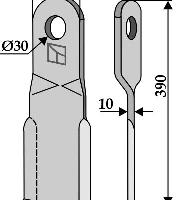 Comminution blade 390x90mm, left model
