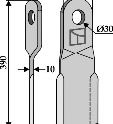 Comminution blade 390x90mm, right model