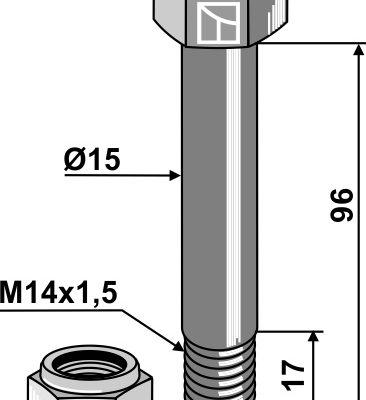 Hexagon Bolt M14x1,5x96 with self-locking nut