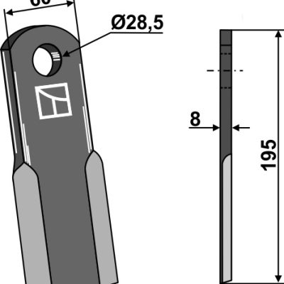 Straight blade 195x60mm