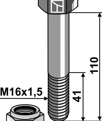 Hexagon Bolt M16x1,5x110  with self-locking nut