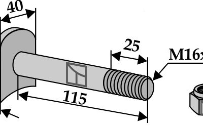 Bolt M 16 x 2 - 8.8 with self-locking nut