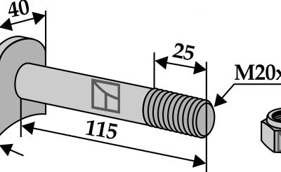 Bolt  M 20 x 2,5 - 8.8 with self-locking nut