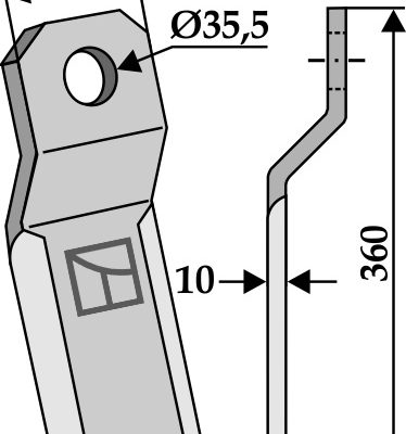 Comminution blade 360x100mm