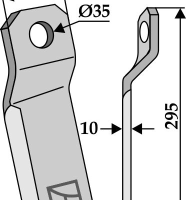Twisted comminution blade 195x100mm -short - right