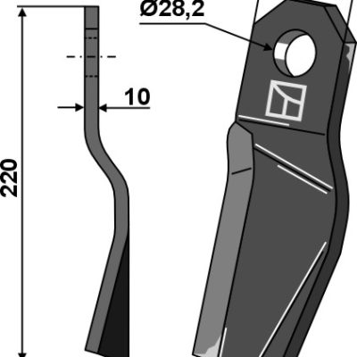 Comminution blade 220x80mm, right model