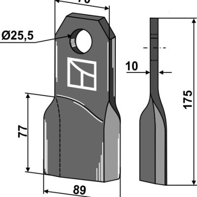 Comminution blade 175x70mm, left model