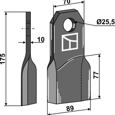 Comminution blade 175x70mm, right model