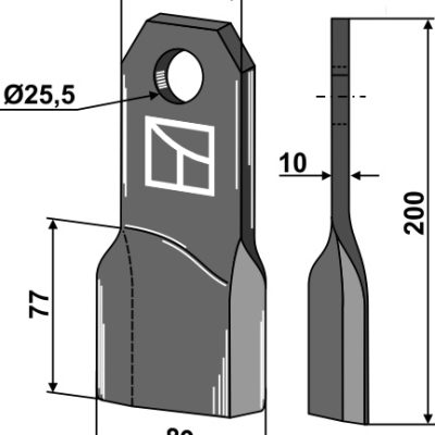 Comminution blade 200x70mm, left model