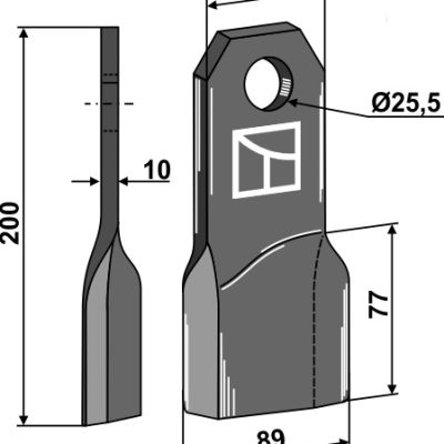 Comminution blade 200x70mm, right model