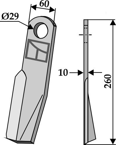 Flail 260x60mm - right