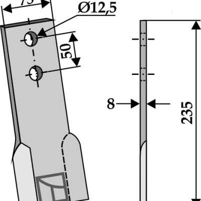 Flail 235x75mm, right