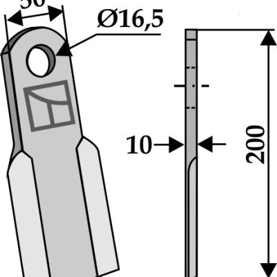 Straught balde 200x50mm