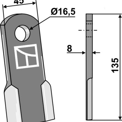Straight blade 135x45mm