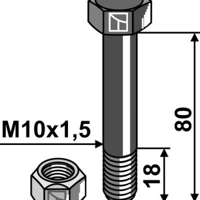 Hexagon Bolt M10x1,5x80 with self-locking nut