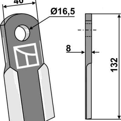 Straight blade 132x40mm