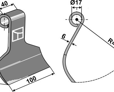 Central flail 124x40mm