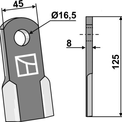 Straight blade 125x45mm