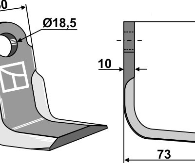 L-blade 102x50mm
