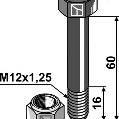 Hexagon Bolt M12x1,25x60 with self-locking nut