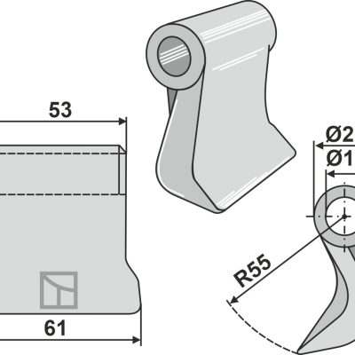 Pruning hammer 61x53mm