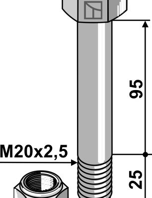 Bolt with self-locking nut - M20 x 2,5 - 10.9