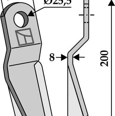Comminution blade 200x60mm