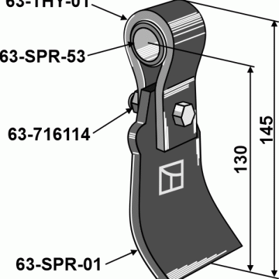 Flail assembled with holder, bush and blade
