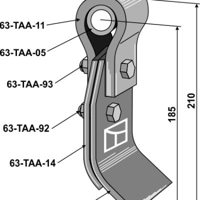Flail assembled with holder, bush and blade