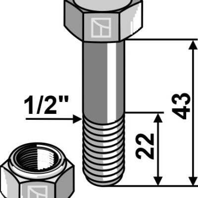 Bolt with self-locking nut - 1/2''UNF