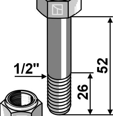 Bolt with self-locking nut - 1/2''UNF