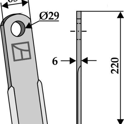 Straight blade 220x65mm
