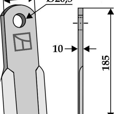 Straight blade 185x50mm