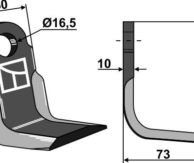 L-blade 105x50mm