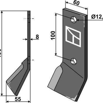 Flail 190x60mm, right