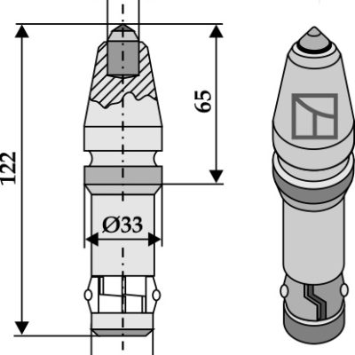 Round attack tick for trencher with hardmetal