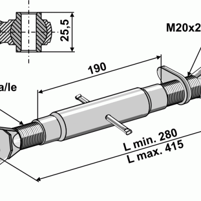 Top-links with hardened tie-rod M20x2,5
