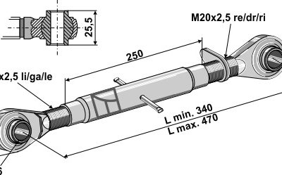 Top-links with hardened tie-rod M20x2,5