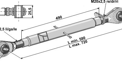 Top-links with hardened tie-rod M20x2,5