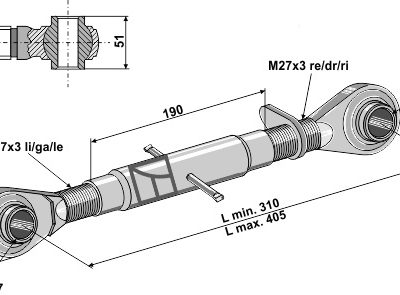 Top-links with hardened tie-rod M27x3